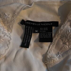 Michelle Nicole Ivory Chemise with Floral Lace